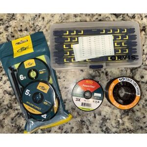 Fly Fishing Tippet Lot - Rio TroutHunter SF 3x 4x 5x 5.5x 6x + Orvis Fly Rig Box